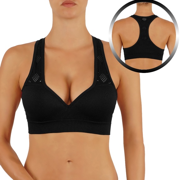 Other - V neck push up sports bra in Black